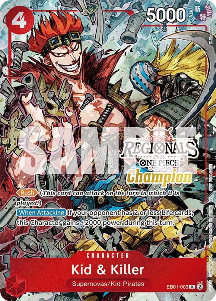 Kid &amp; Killer [Offline Regionals Champion] EB01-003 One Piece Card Game