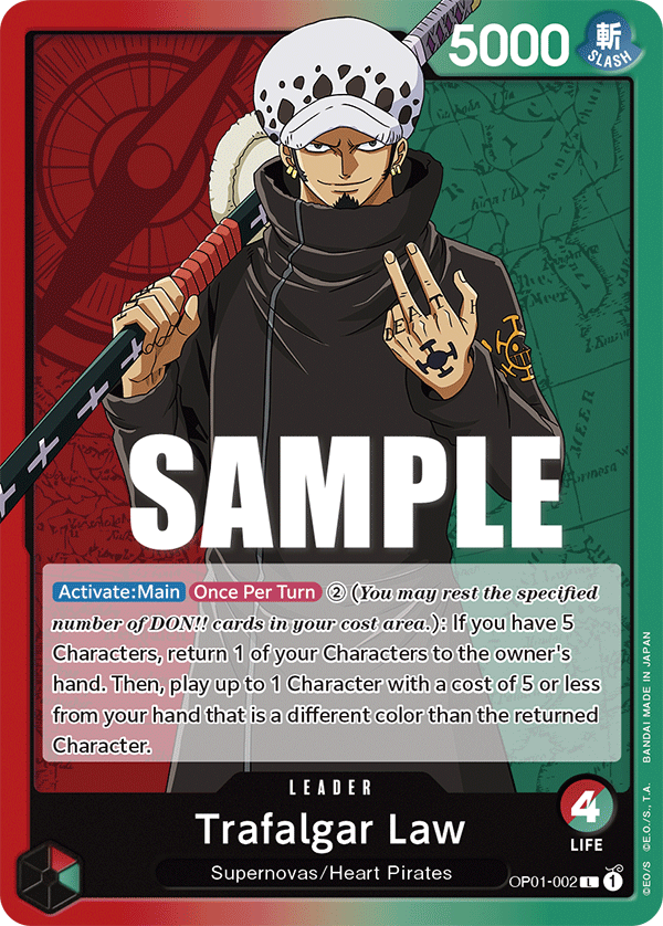 Trafalgar Law [Alternate Art] JP OP01-002 One Piece Card Game