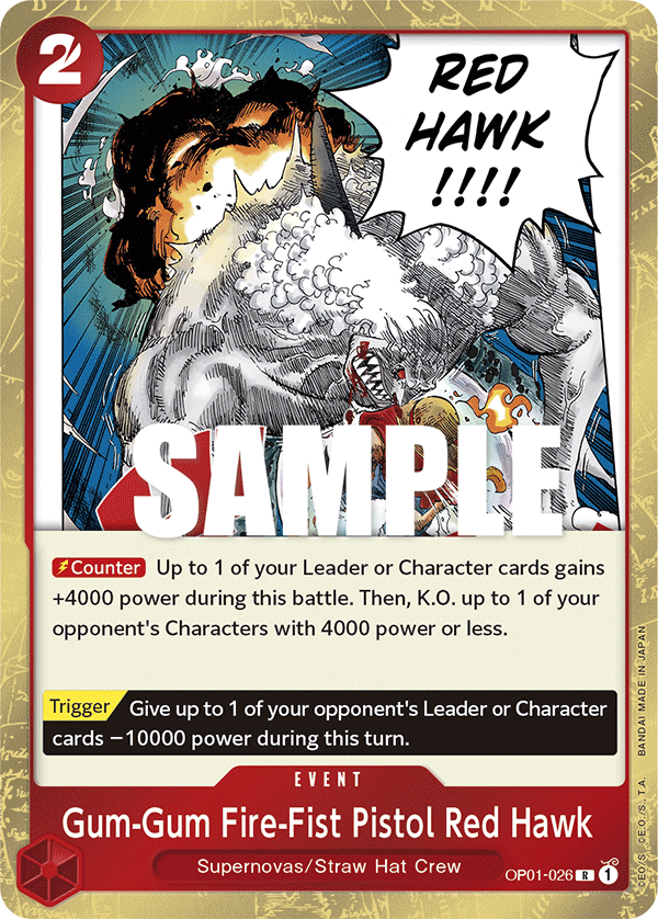 Gum-Gum Fire-Fist Pistol Red Hawk [Errata] OP01-026 One Piece Card Game