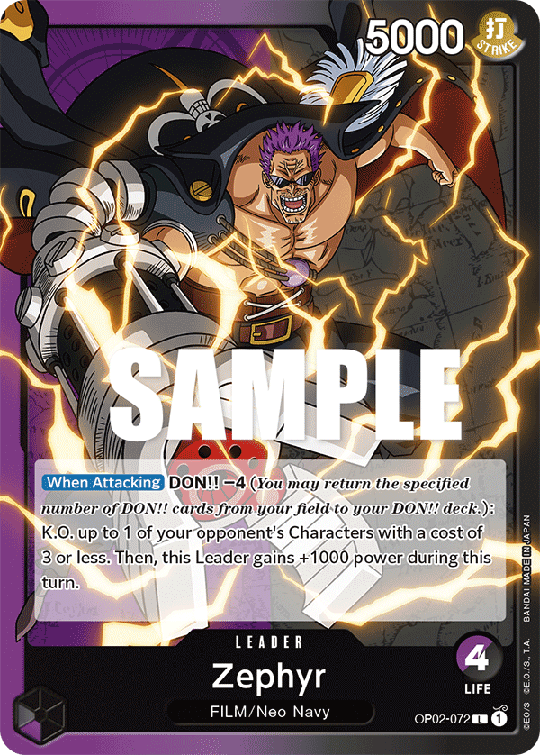 Zephyr [Alternate Art] JP OP02-072 One Piece Card Game