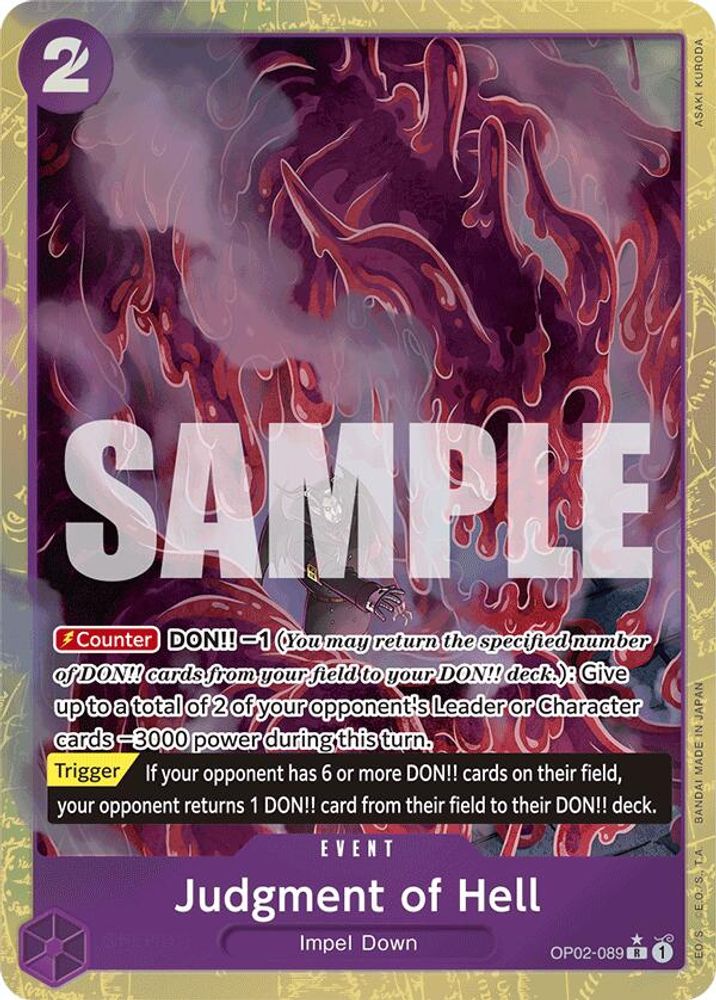 Judgment of Hell [Alternate Art PRB01] OP02-089 One Piece Card Game