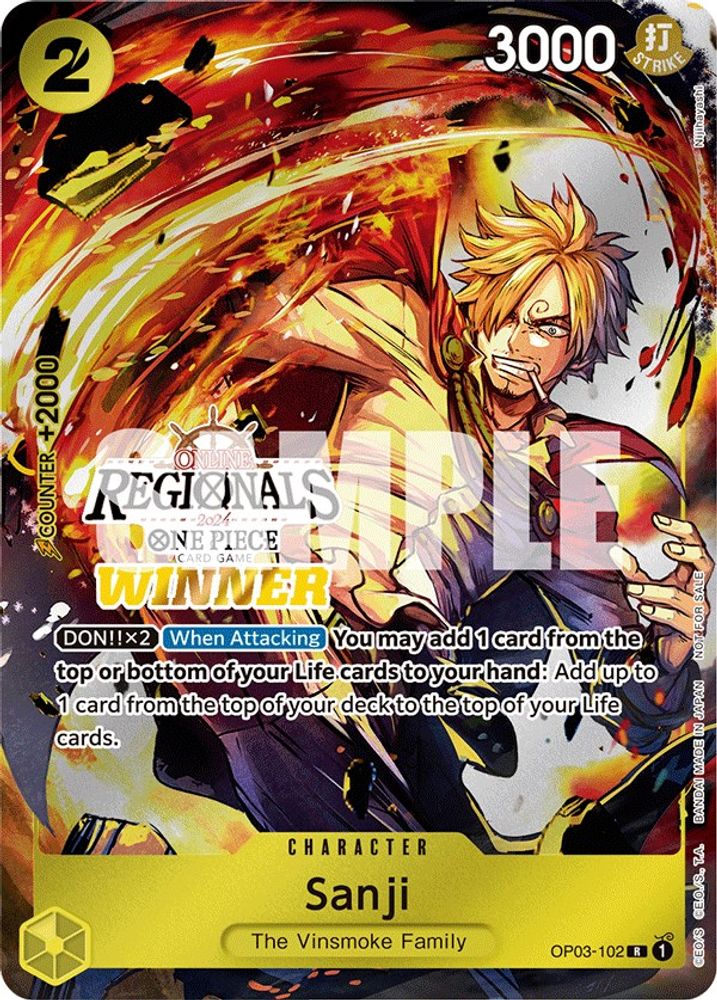 Sanji [Online Regional Winner] OP03-102 One Piece Card Game