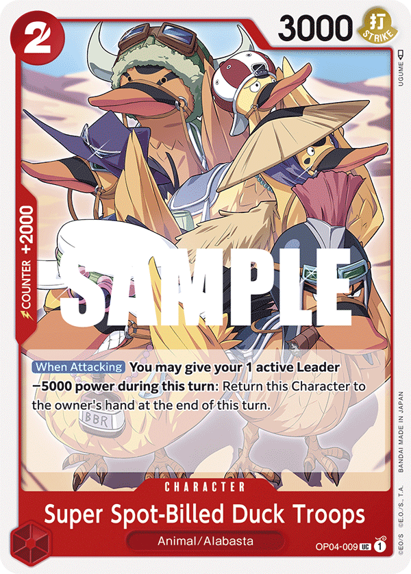 Super Spot-Billed Duck Troops OP04-009 One Piece Card Game