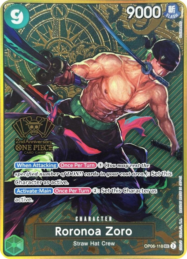 Roronoa Zoro [2nd Anniversary] OP06-118 One Piece Card Game