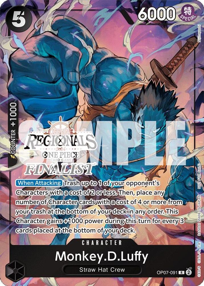 Monkey.D.Luffy [Offline Regionals Finalist] OP07-091 One Piece Card Game