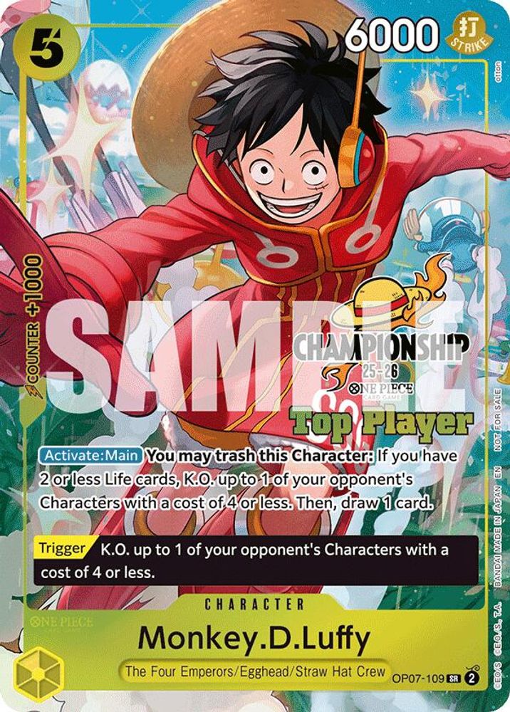 Monkey.D.Luffy [Championship 25-26 Top Player] OP07-109 One Piece Card Game