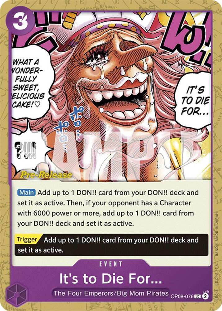 It's to Die For... [Pre-Release] OP08-076 One Piece Card Game