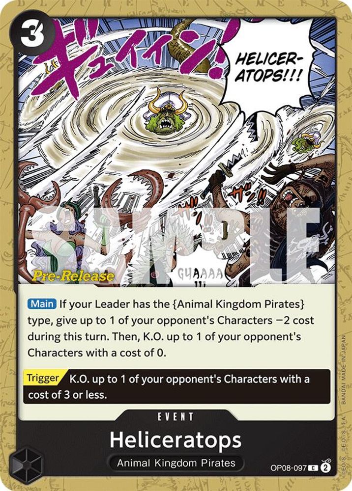 Heliceratops [Pre-Release] OP08-097 One Piece Card Game