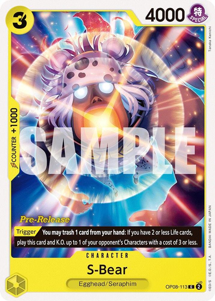 S-Bear [Pre-Release] OP08-113 One Piece Card Game