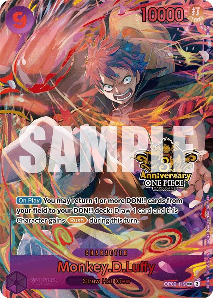 Monkey.D.Luffy [Japanese 3rd Anniversary] OP09-119 One Piece Card Game