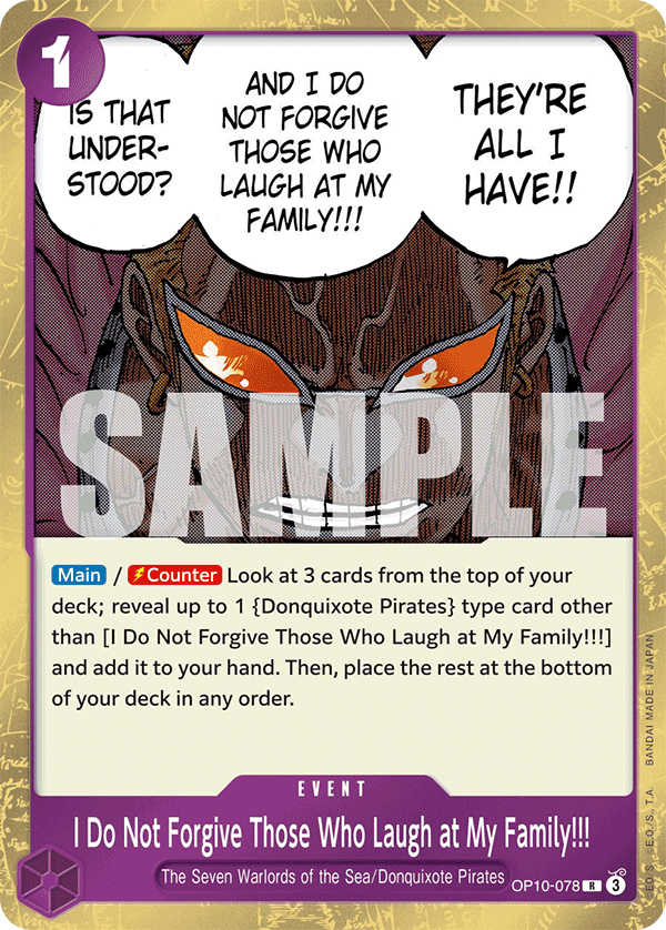 I Do Not Forgive Those Who Laugh at My Family!!! OP10-078 One Piece Card Game