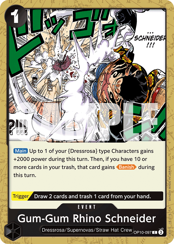 Gum-Gum Rhino Schneider OP10-097 One Piece Card Game
