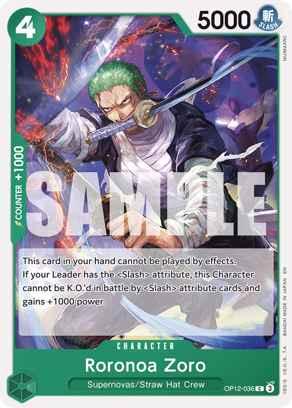 Roronoa Zoro OP12-036 One Piece Card Game