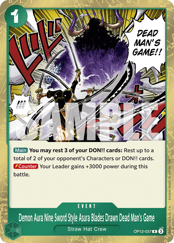 Demon Aura Nine Sword Style Asura Blades Drawn Dead Man's Game OP12-037 One Piece Card Game