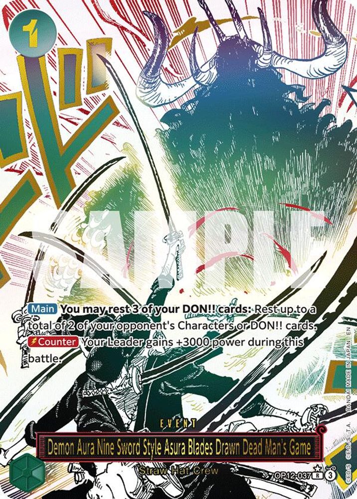 Demon Aura Nine Sword Style Asura Blades Drawn Dead Man's Game [Alternate Art] OP12-037 One Piece Card Game