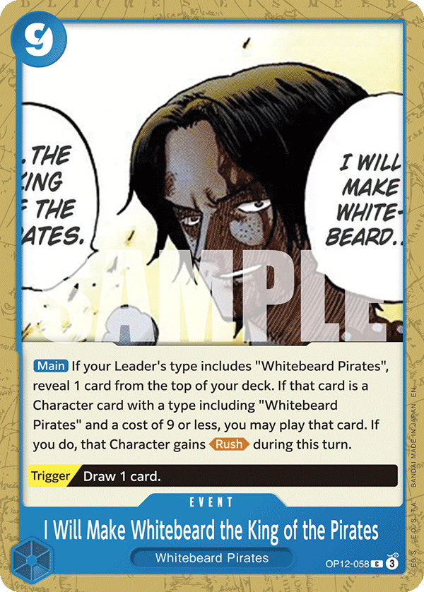 I Will Make Whitebeard the King of the Pirates OP12-058 One Piece Card Game