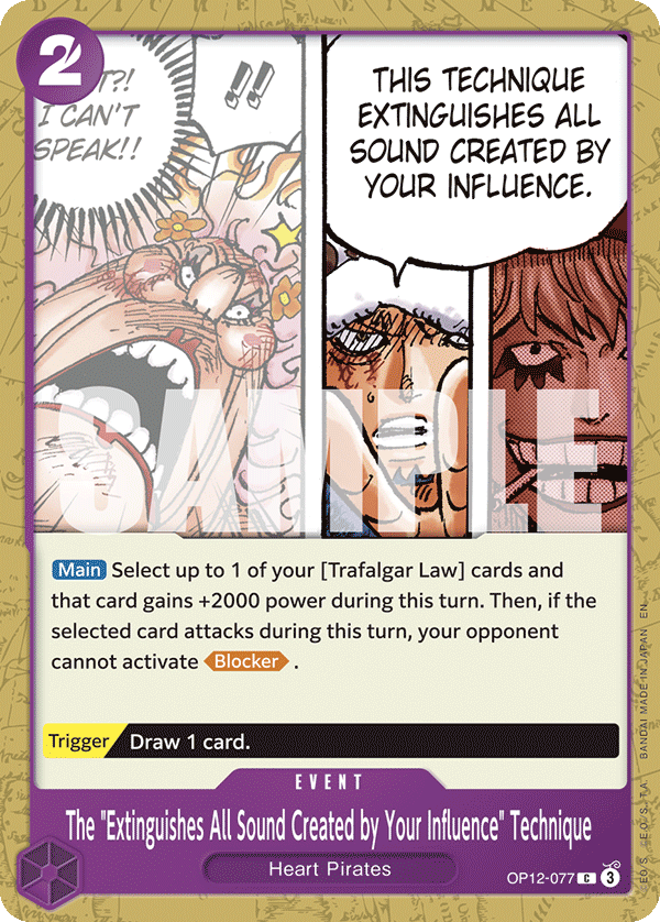The "Extinguishes All Sound Created by Your Influence" Technique OP12-077 One Piece Card Game