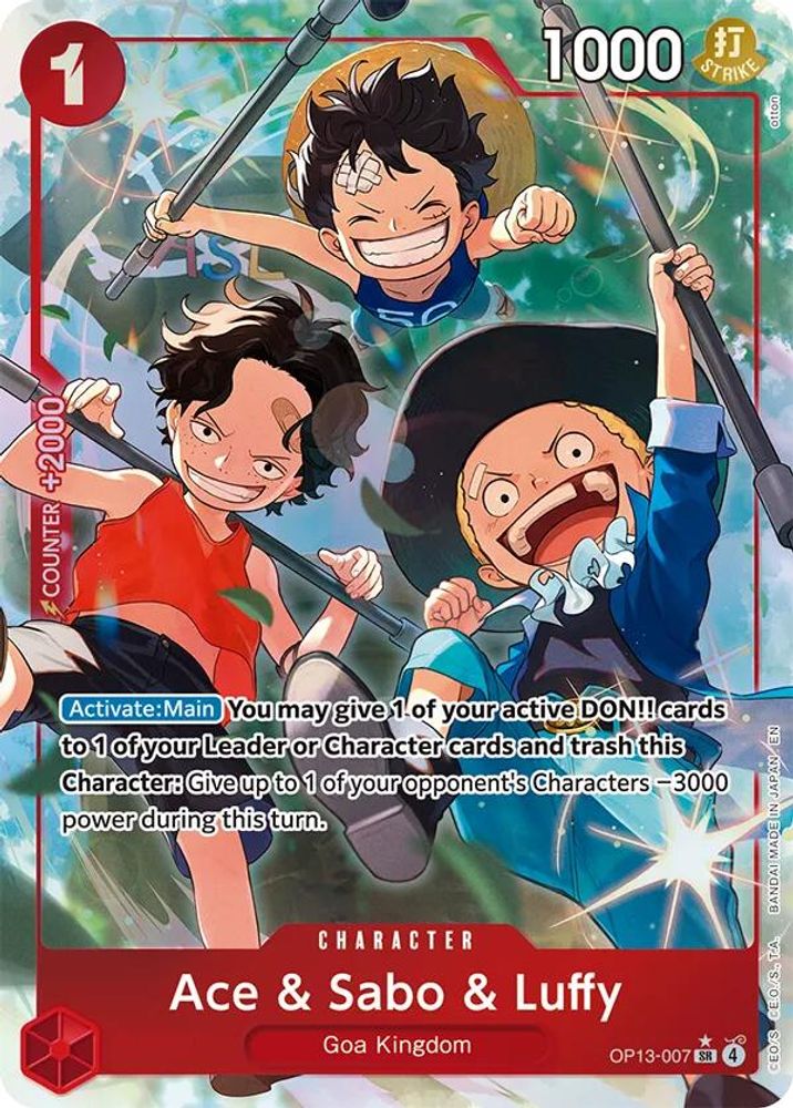 Ace &amp; Sabo &amp; Luffy [Alternate Art] OP13-007 One Piece Card Game