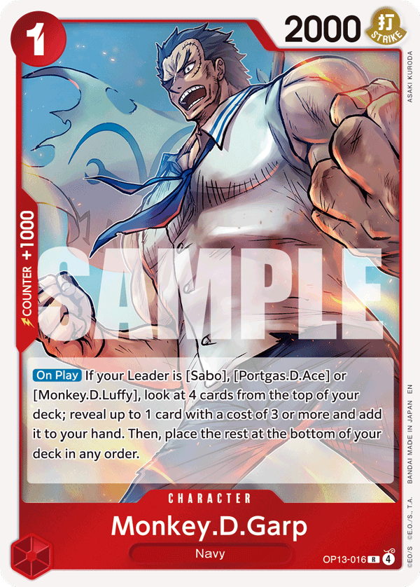 Monkey.D.Garp [Alternate Art] JP OP13-016 One Piece Card Game