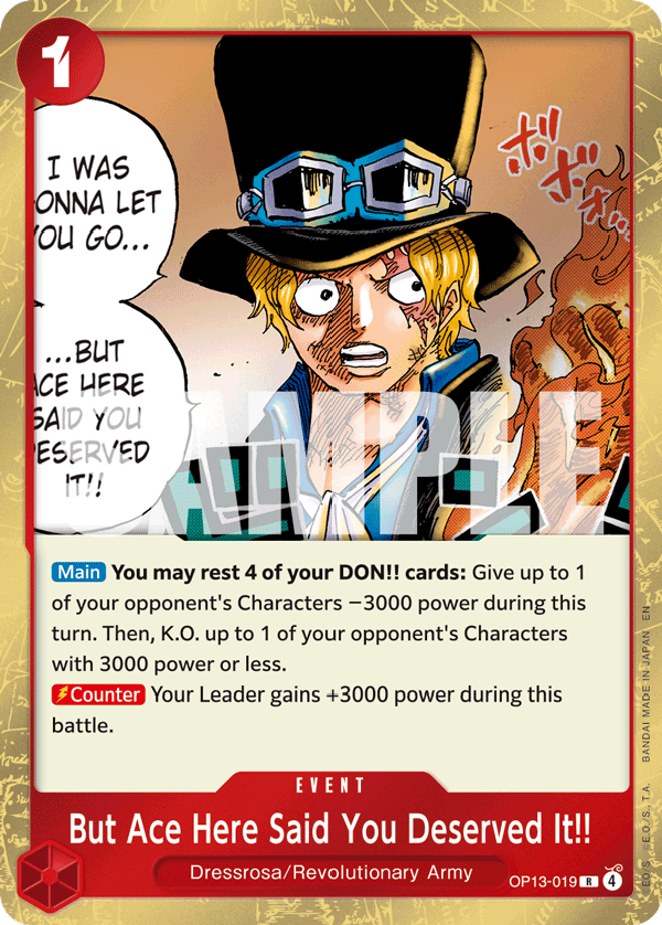 But Ace Here Said You Deserved It!! OP13-019 One Piece Card Game