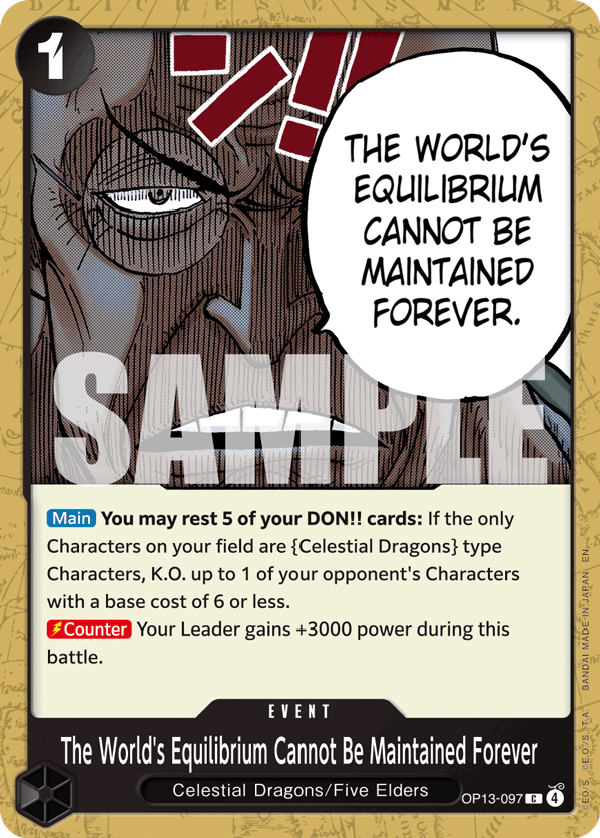 The World's Equilibrium Cannot Be Maintained Forever [3rd Anniversary] OP13-097 One Piece Card Game