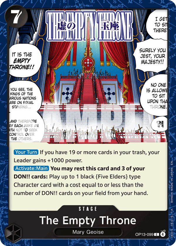 The Empty Throne OP13-099 One Piece Card Game