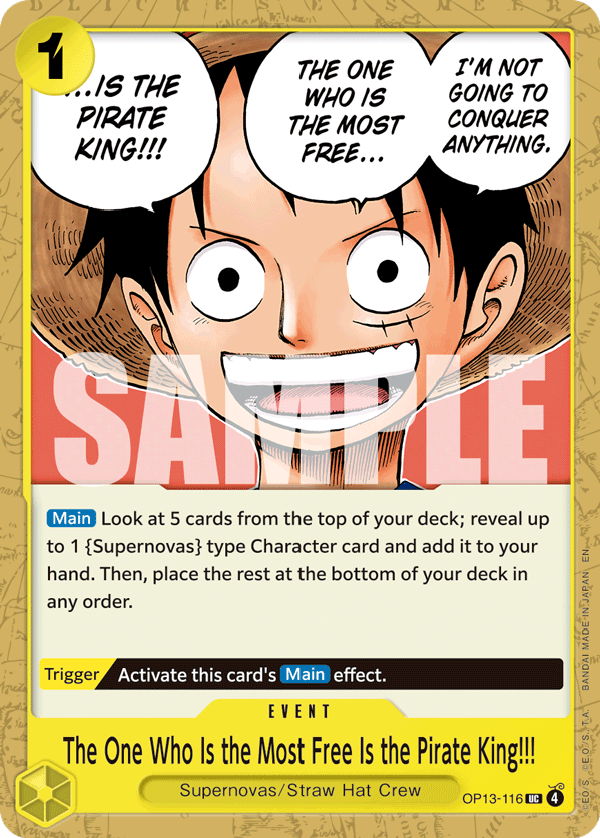 The One Who Is the Most Free Is the Pirate King!!! OP13-116 One Piece Card Game