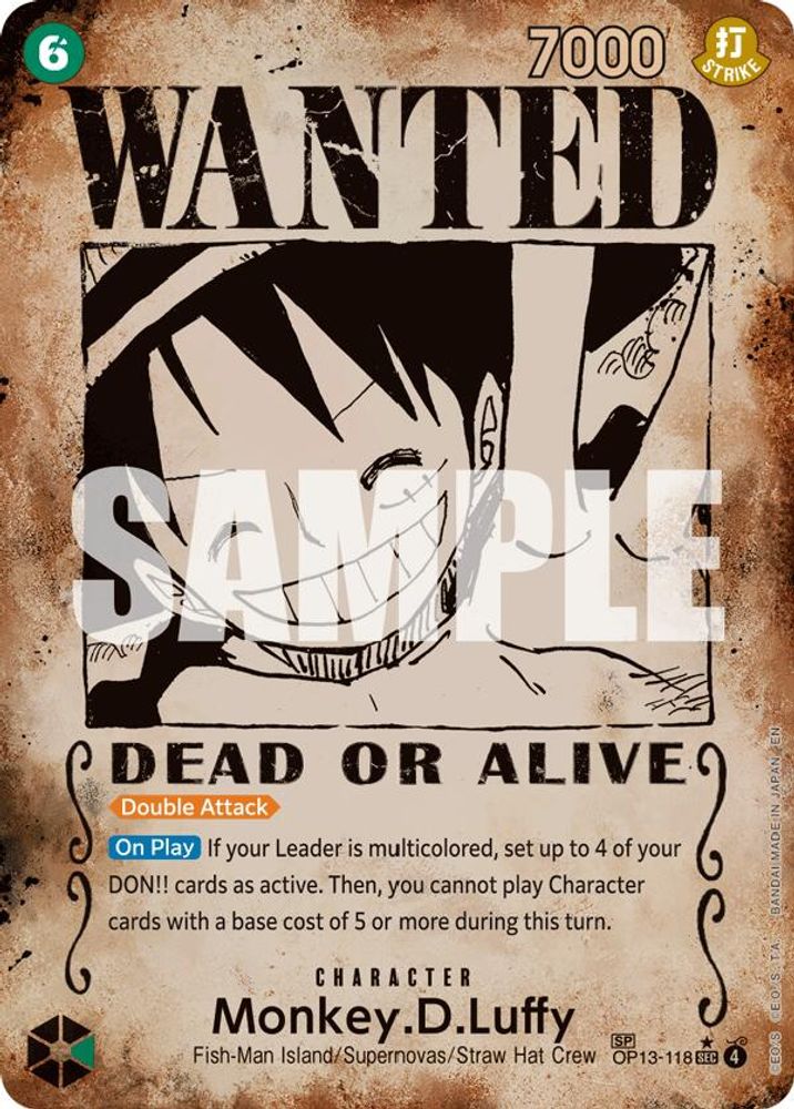 Monkey.D.Luffy [Wanted] OP13-118 One Piece Card Game