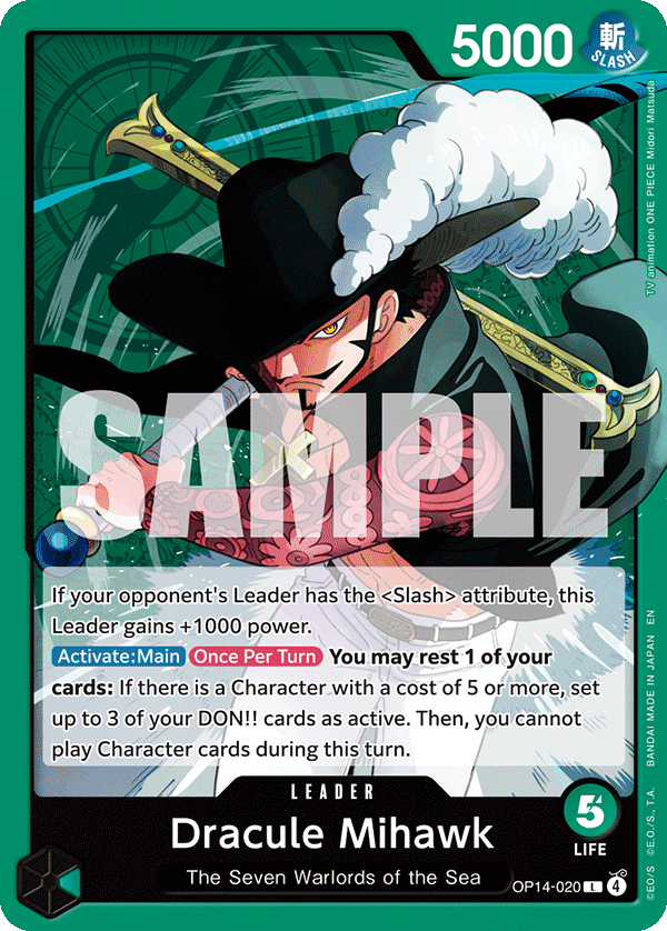 Dracule Mihawk [Alternate Art] JP OP14-020 One Piece Card Game