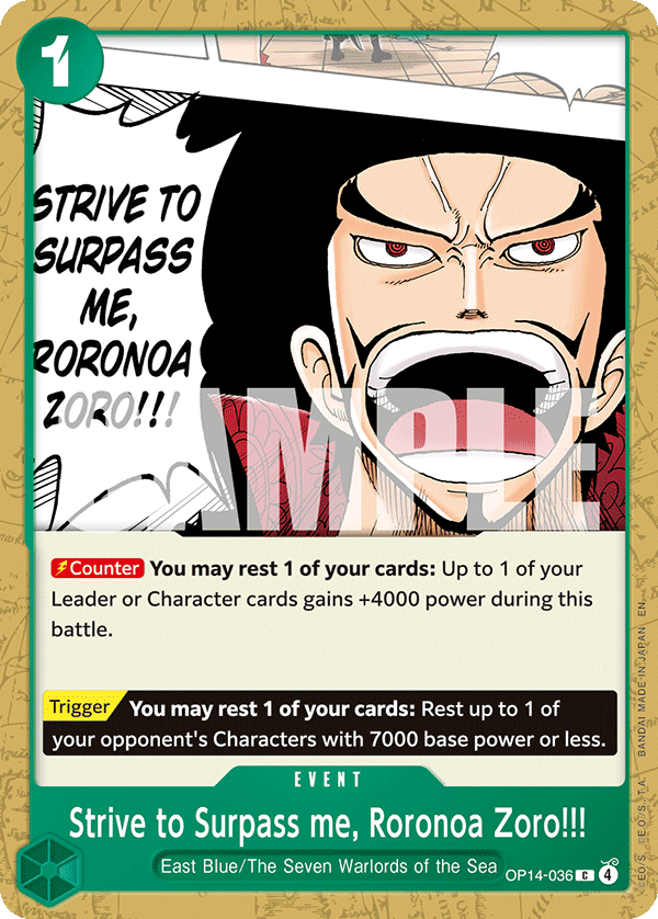 Strive to Surpass me, Roronoa Zoro!!! OP14-036 One Piece Card Game