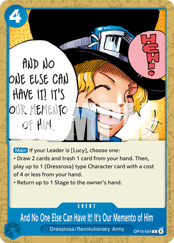 And No One Else Can Have It! It's Our Memento of Him OP15-054 One Piece Card Game