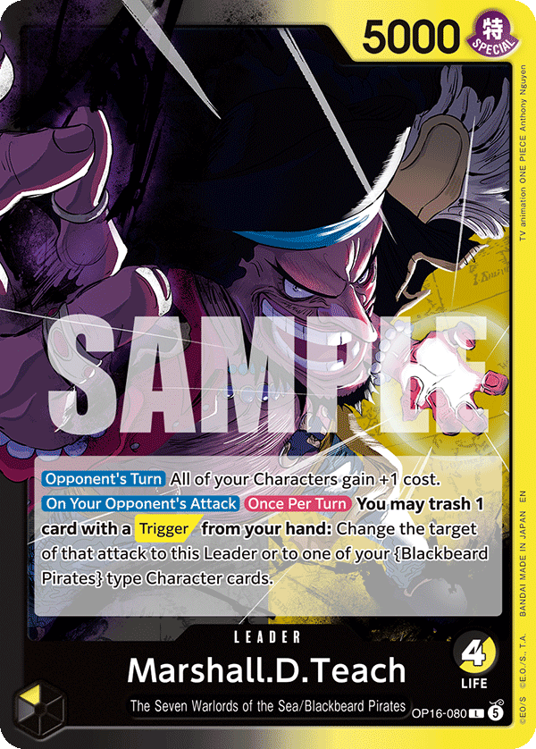 Marshall.D.Teach [Alternate Art] JP OP16-080 One Piece Card Game