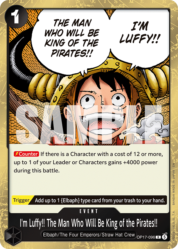 I'm Luffy!! The Man Who Will Be King of the Pirates!! OP17-096 One Piece Card Game