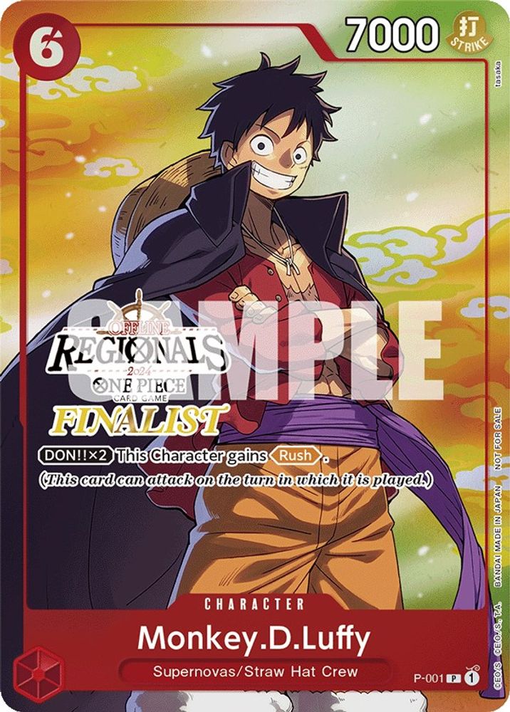 Monkey.D.Luffy [Offline Regionals Finalist] P-001 One Piece Card Game