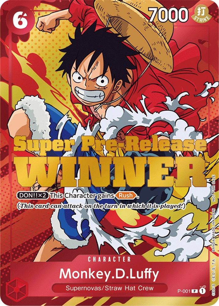 Monkey.D.Luffy [Super Pre-Release Winner] P-001 One Piece Card Game