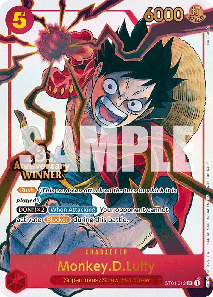 Monkey.D.Luffy [3rd Anniversary Winner] ST01-012 One Piece Card Game